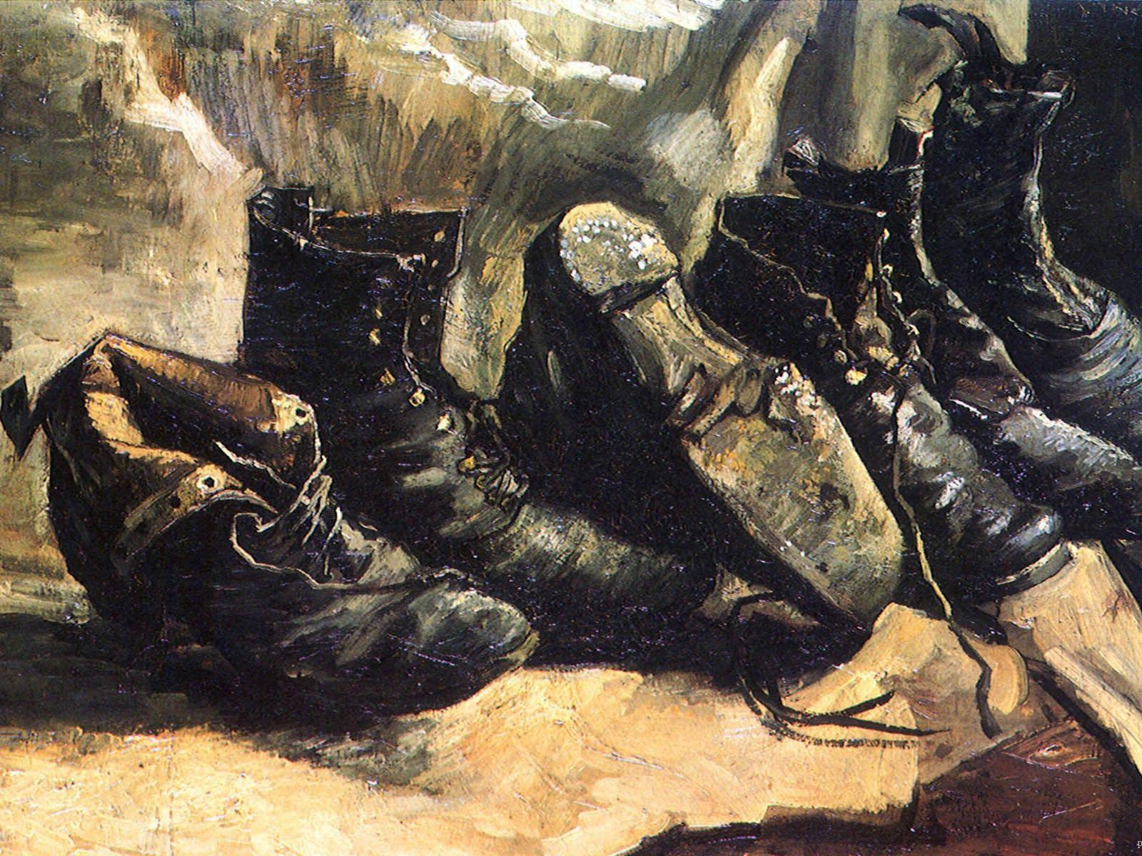 1600x1200 Painting of Vincent Van Gogh shoes Desktop wallpaper 1600x1200