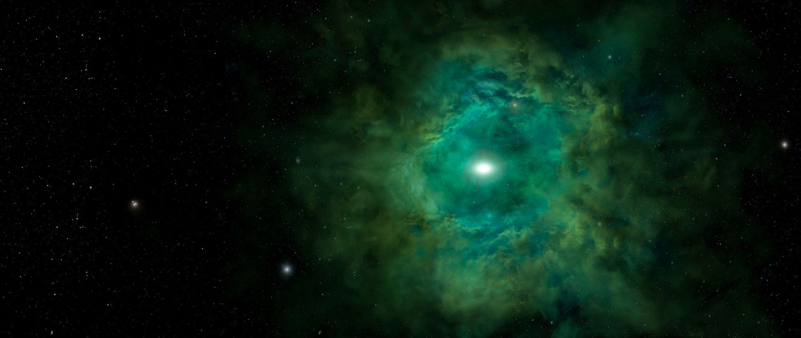 2560x1080 Download wallpaper 2560x1080 nebula, cloud, stars, light, space
