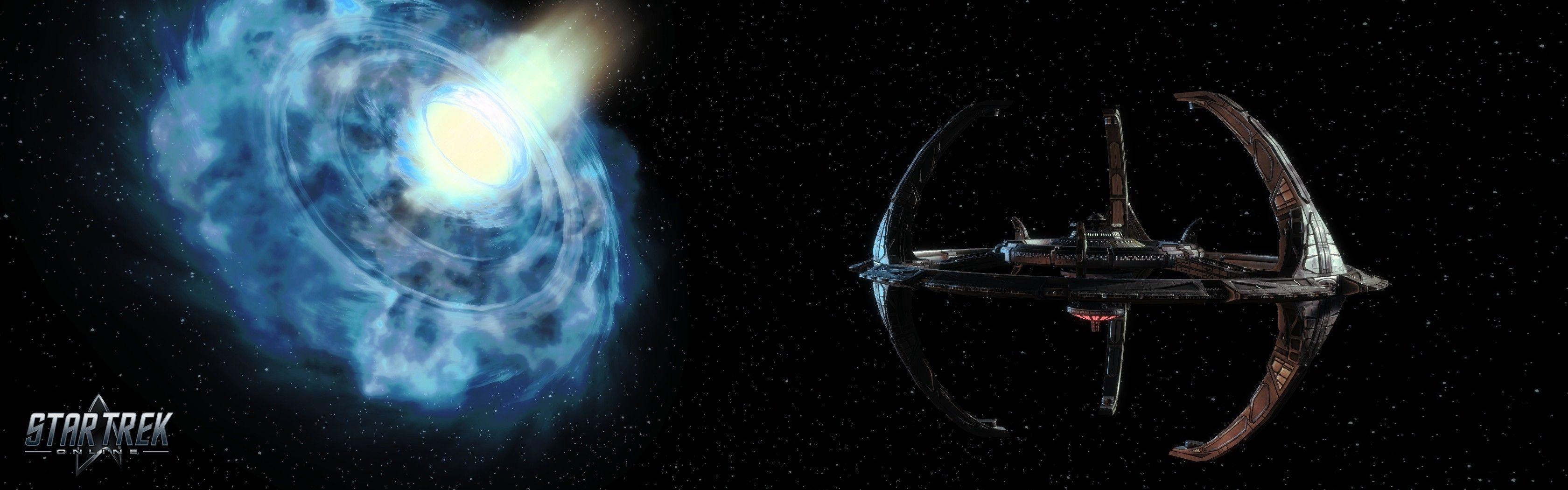 3360x1050 Star trek online science fiction wormhole multiscreen deep space 9 ds9 multi dual wallpaperx1050