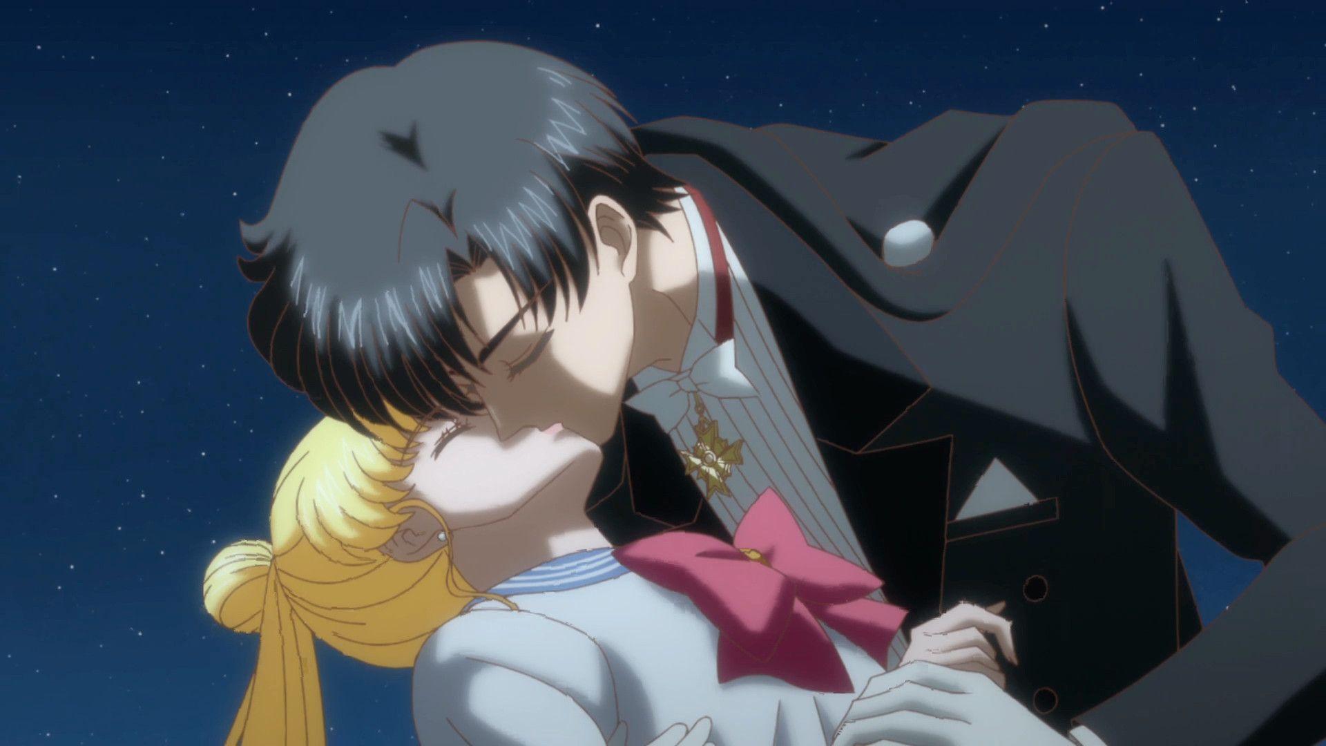 1920x1080 Sailor Moon Usagi And Mamoru Kiss Wallpaper