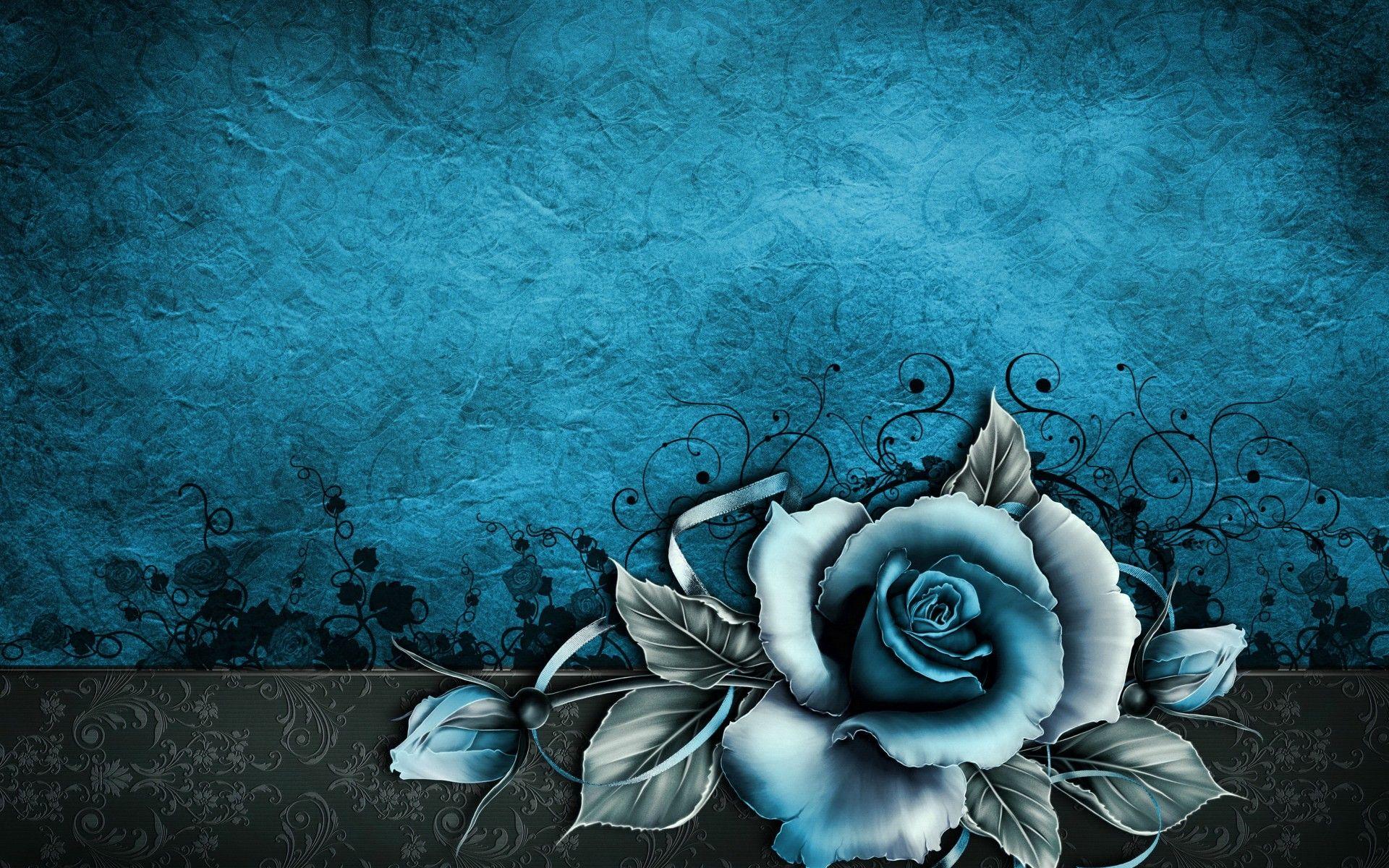 1920x1200 Vintage Rose Abstract Blue wallpaper. Vintage Rose Abstract Blue