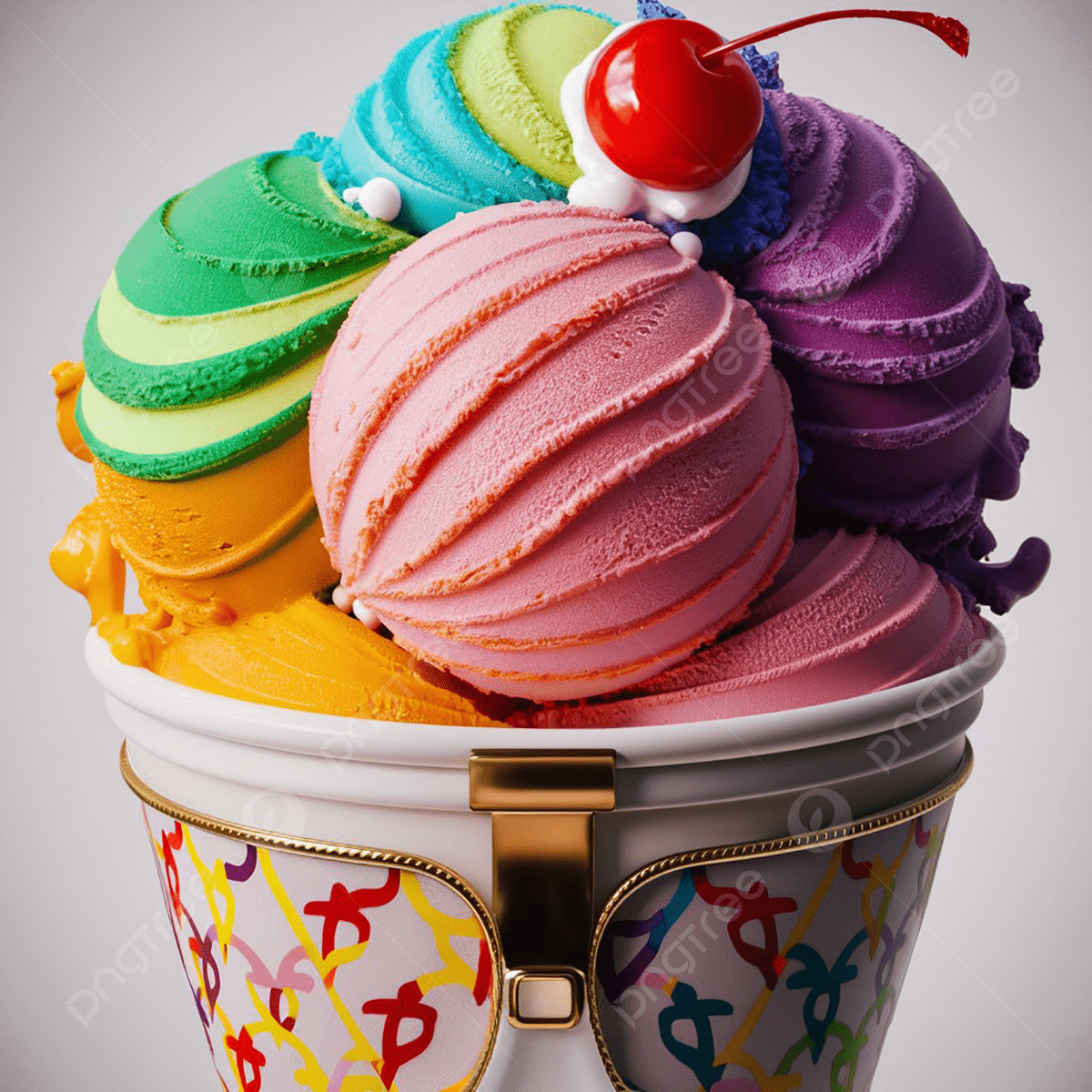 1200x1200 An Enticing Close Up 3D Render Of A Colorful Ice Cream Cup, Ice Cream, Colorful Ice Cream Cup, Cup Ice Cream Background Image And Wallpaper for Free Download