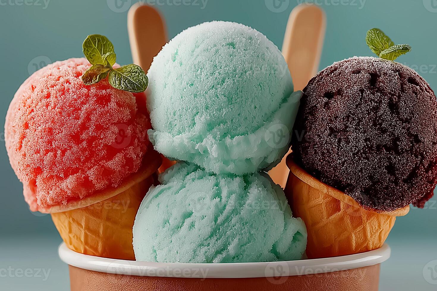 1470x980 Three scoops of ice cream in a cup