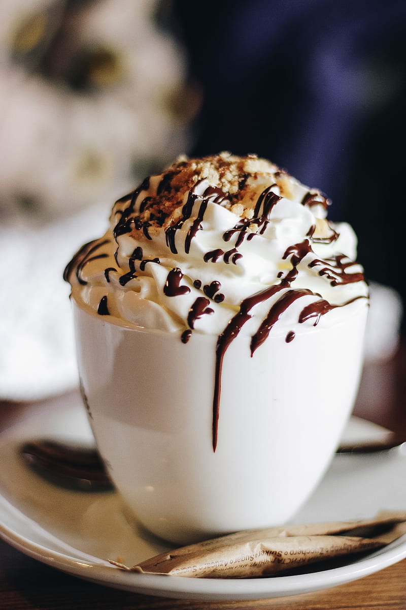 800x1200 Coffee, cream, watering, cup, dessert, HD phone wallpaper
