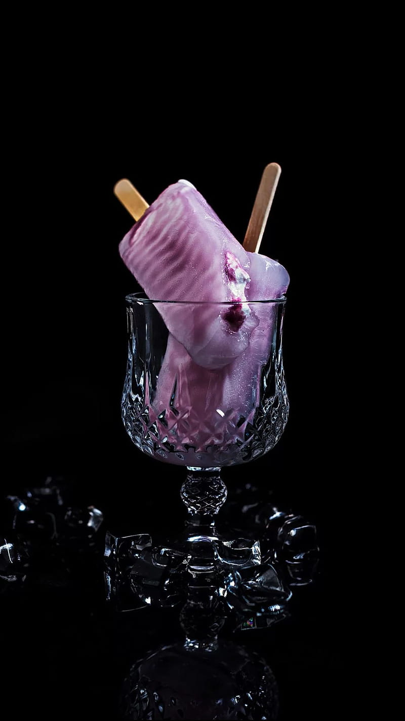 800x1422 Icecream, pink, glass, cup, black, food, summer, HD phone wallpaper