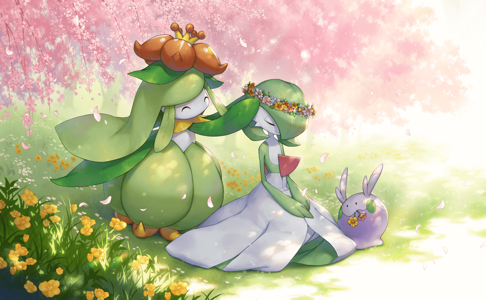 2000x1234 Download Goomy (Pokémon) Lilligant (Pokémon) Gardevoir (Pokémon) Anime Pokemon HD Wallpaperx1234