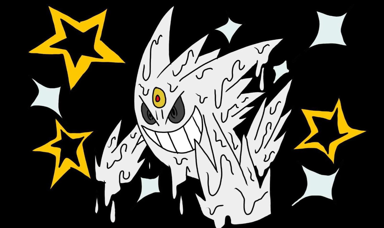 1605x957 melting shiny mega gengar drawing