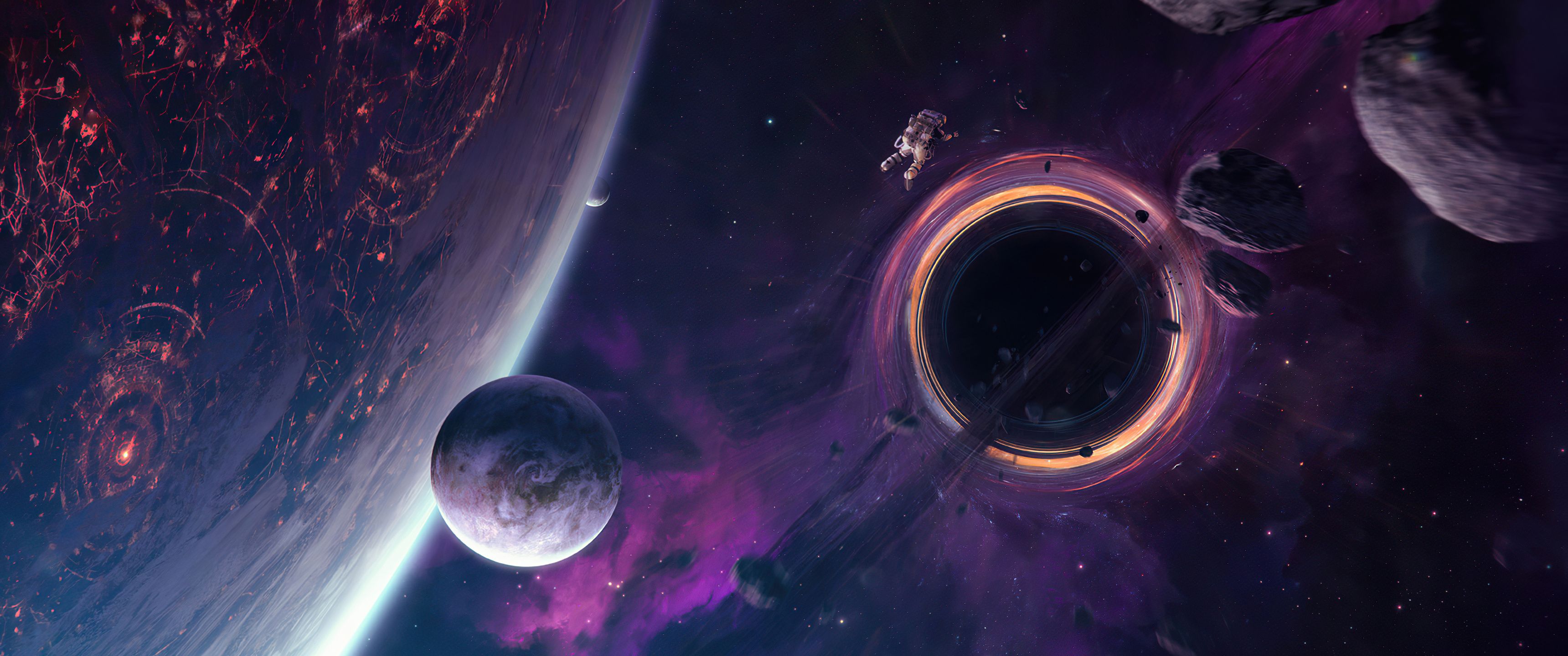 3440x1440 Astronaut Black Hole Galaxy Space 4k UltraWide Quad HD 1440P , HD 4k Wallpaper, Image, Background, Photos and Picture