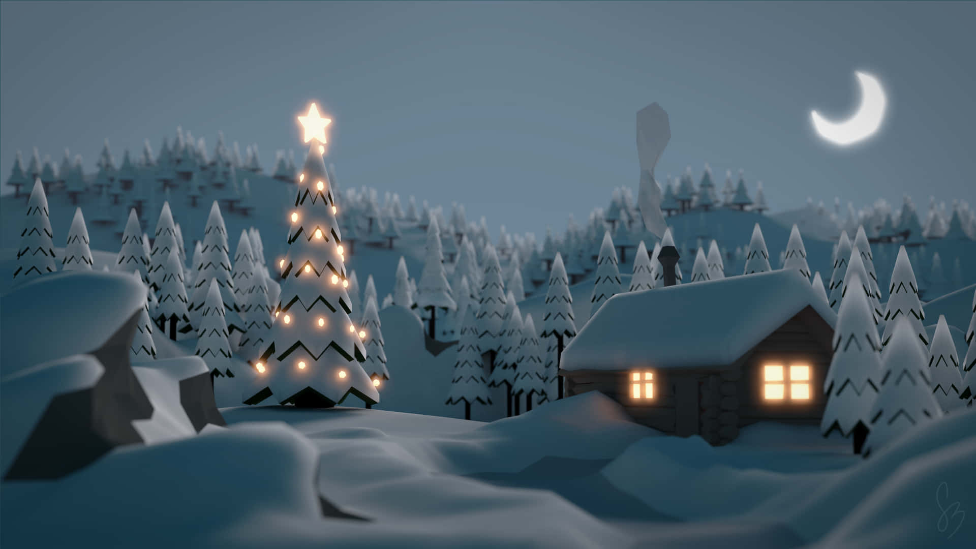 1920x1080 Simple Cozy Winter PC Wallpaper