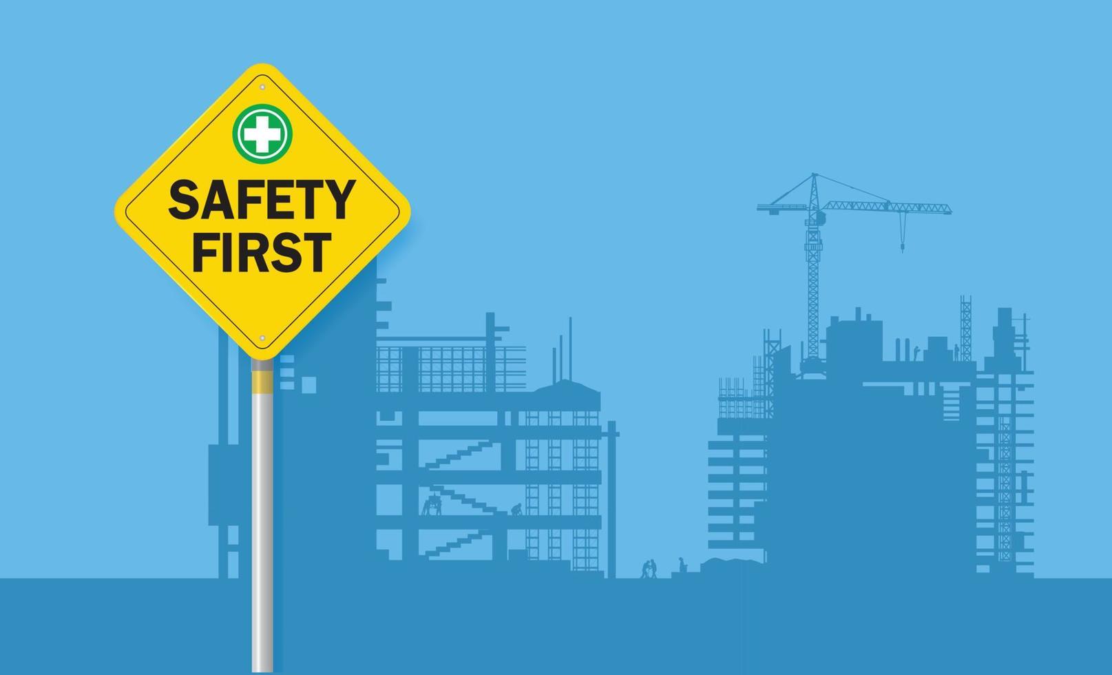 1615x980 safety first sign on construction background