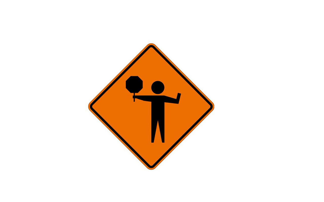 1280x800 Flagger Ahead With Staff Symbol Roll Up Sign Safety Supply Company
