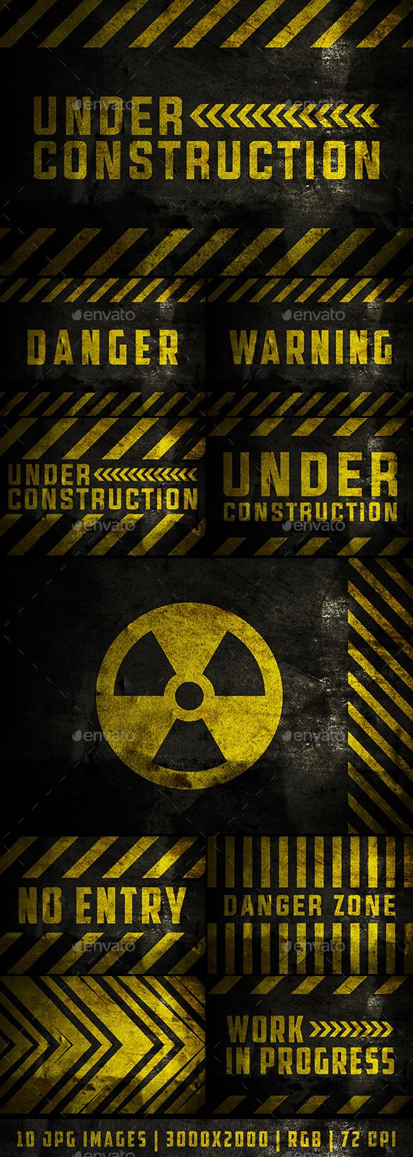 590x1650 Warning Danger Under Construction Grunge Urban Background, Graphics