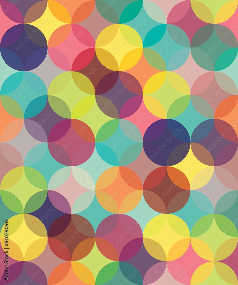 833x1000 Vector modern seamless colorful geometry pattern circles overlapping, color abstract geometric background, wallpaper print, retro texture, hipster fashion design, Stock Vector