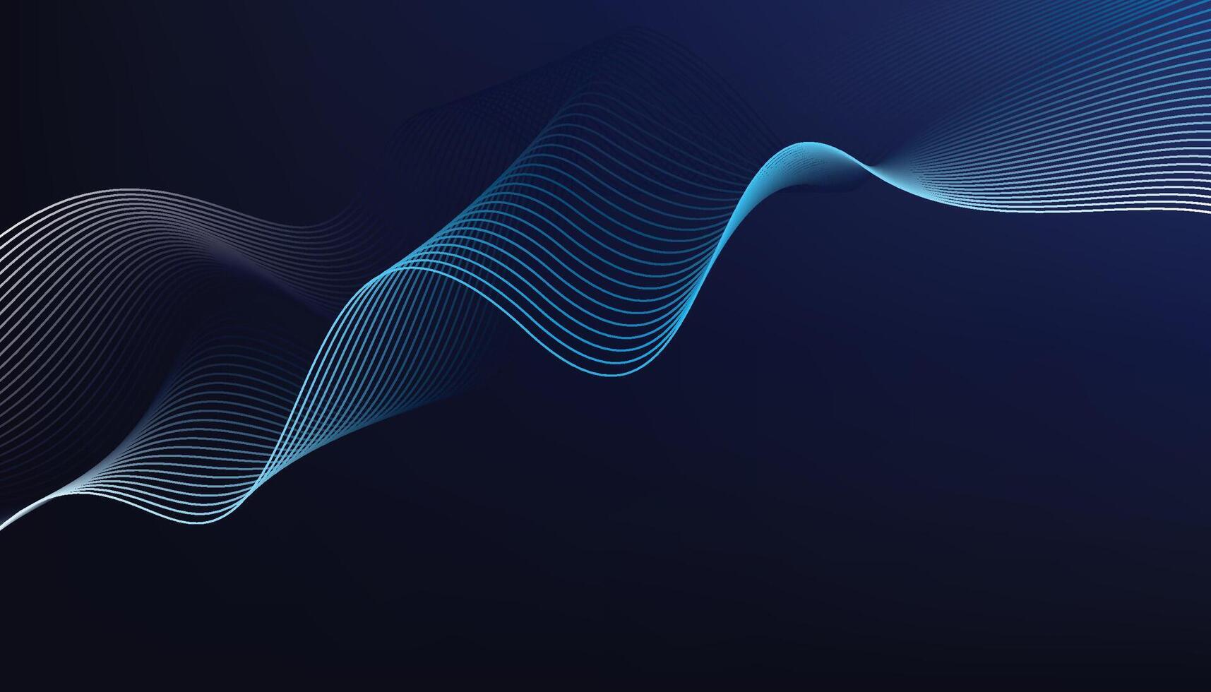 1715x980 Futuristic dark blue wave background with neon glowing curved lines, elegant modern abstract wallpaper for technology and business design