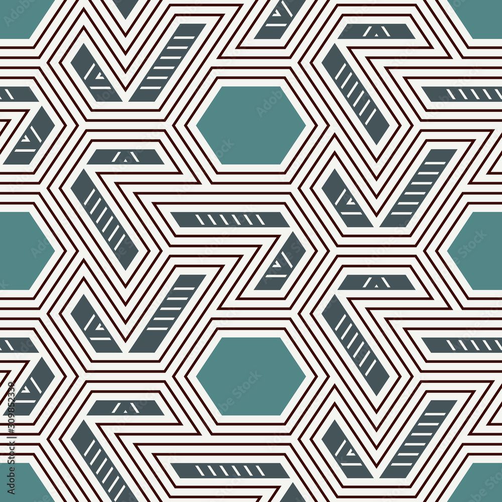 1000x1000 Contemporary geometric pattern. Geo ornament. Repeated figures. Modern background. Seamless surface abstract design. Ethnic wallpaper. Digital paper, textile print. Vector art Stock Vector