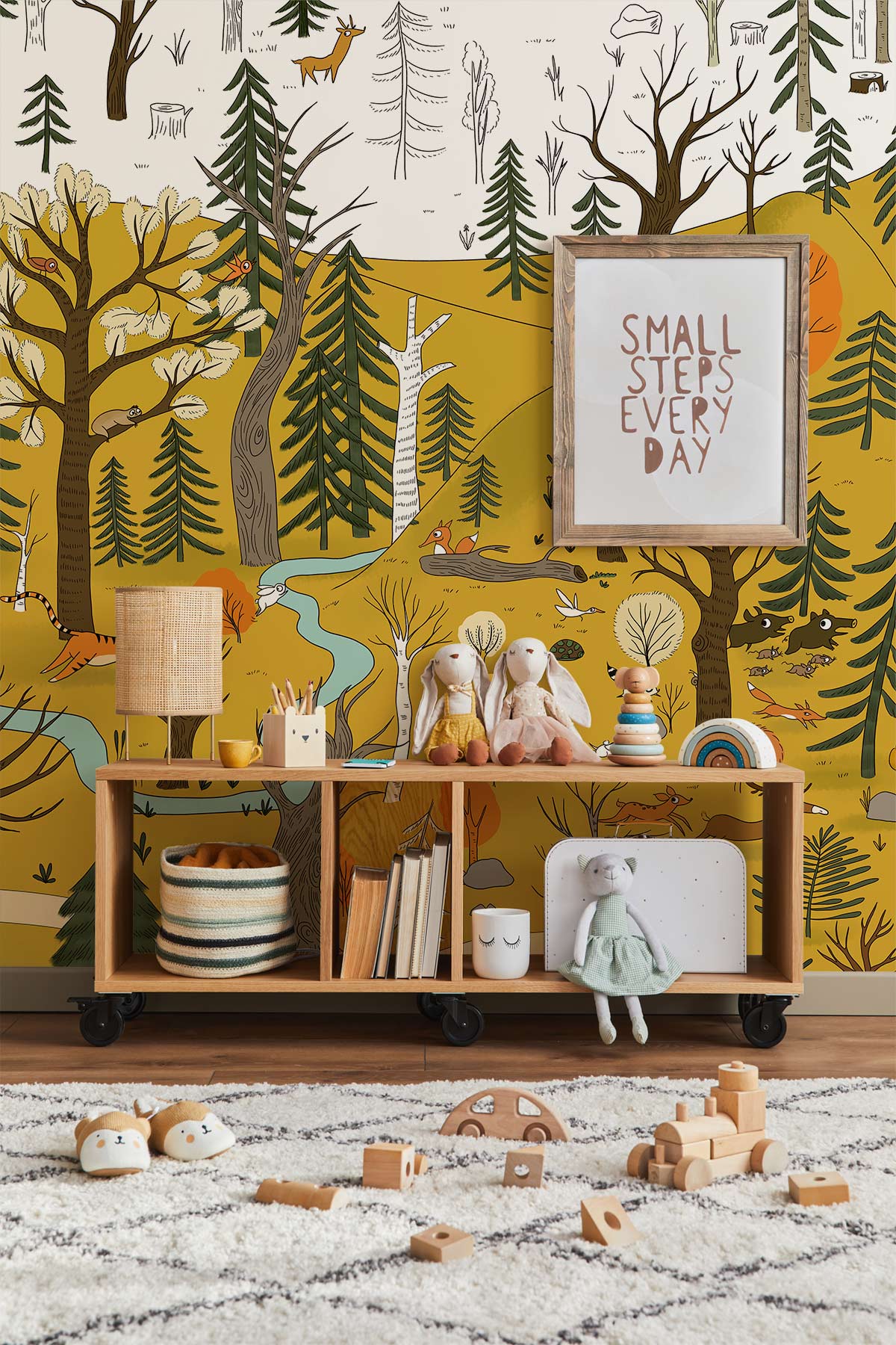 1200x1800 Whimsical Woodland Adventure Mural Wallpaper Forest Scene for Kids