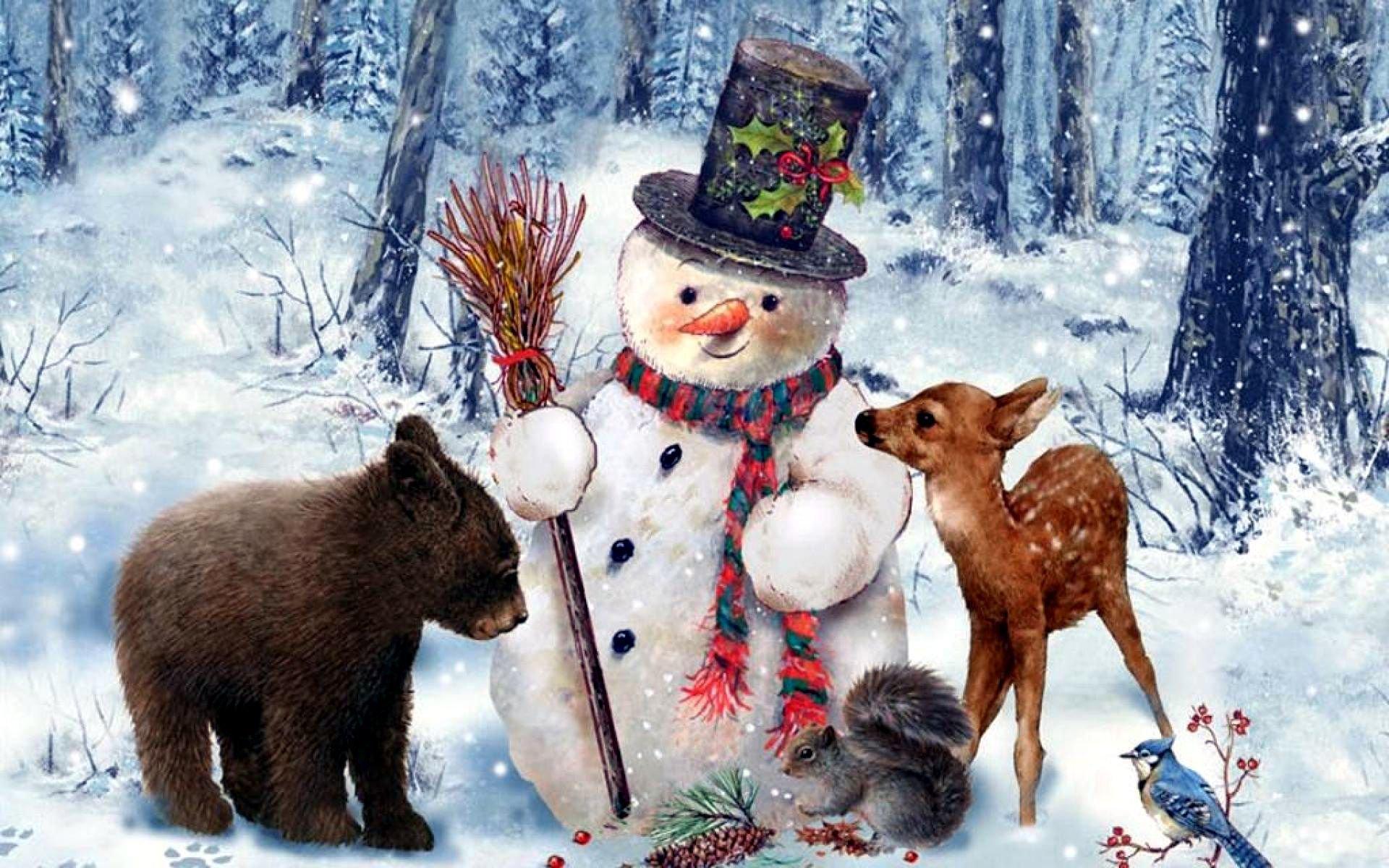 1920x1200 Winter Snowman Wallpaper, 369.21 Kb