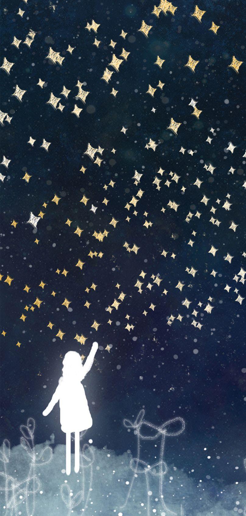 808x1692 cell phone wallpaper for girls picking stars background image
