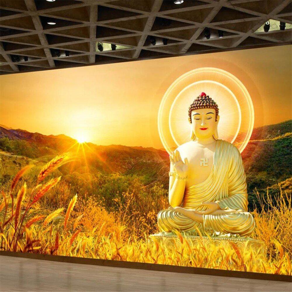 1000x1000 Custom 3D wallpaper mural Buddha Buddha living room bedroom