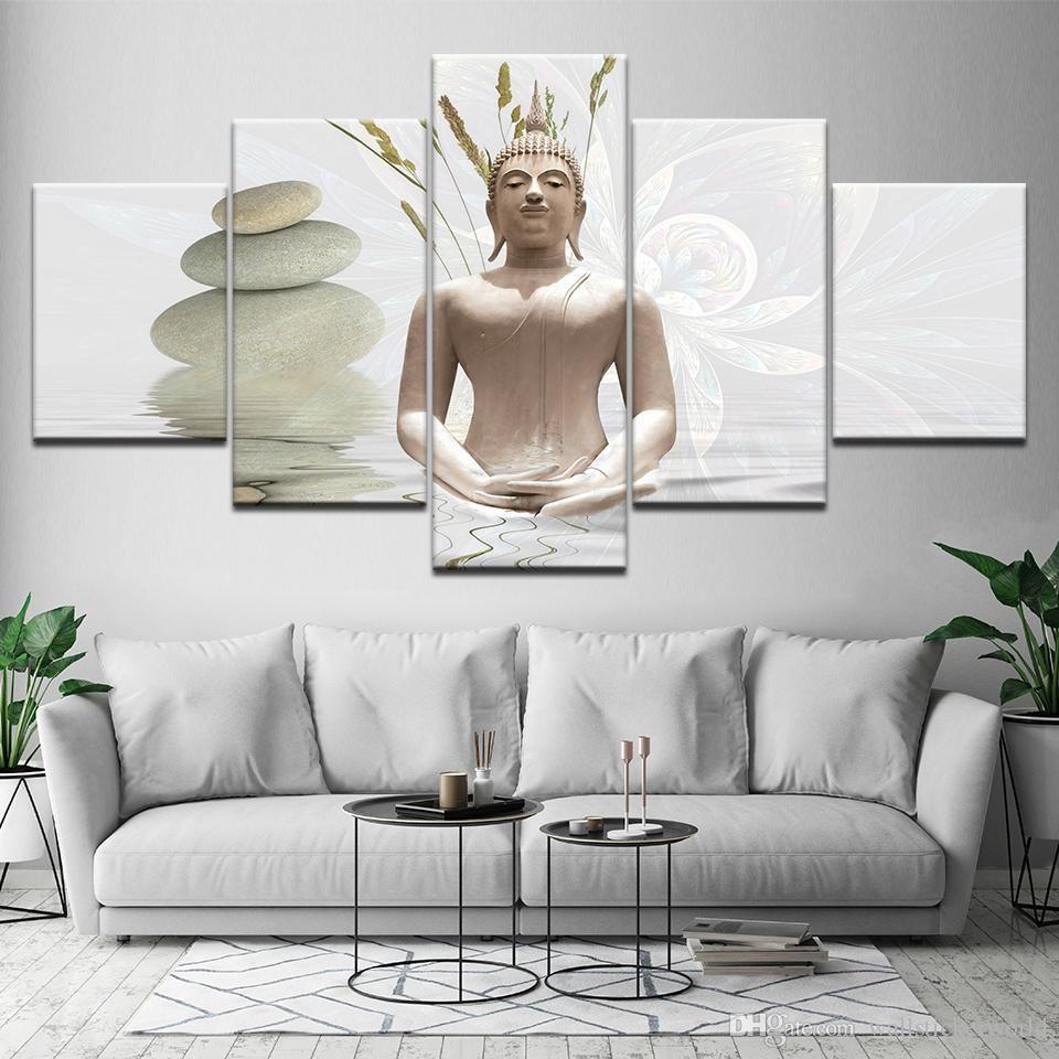 960x960 Canvas Painting Glass Buddha Stone Water Wall Art Painting