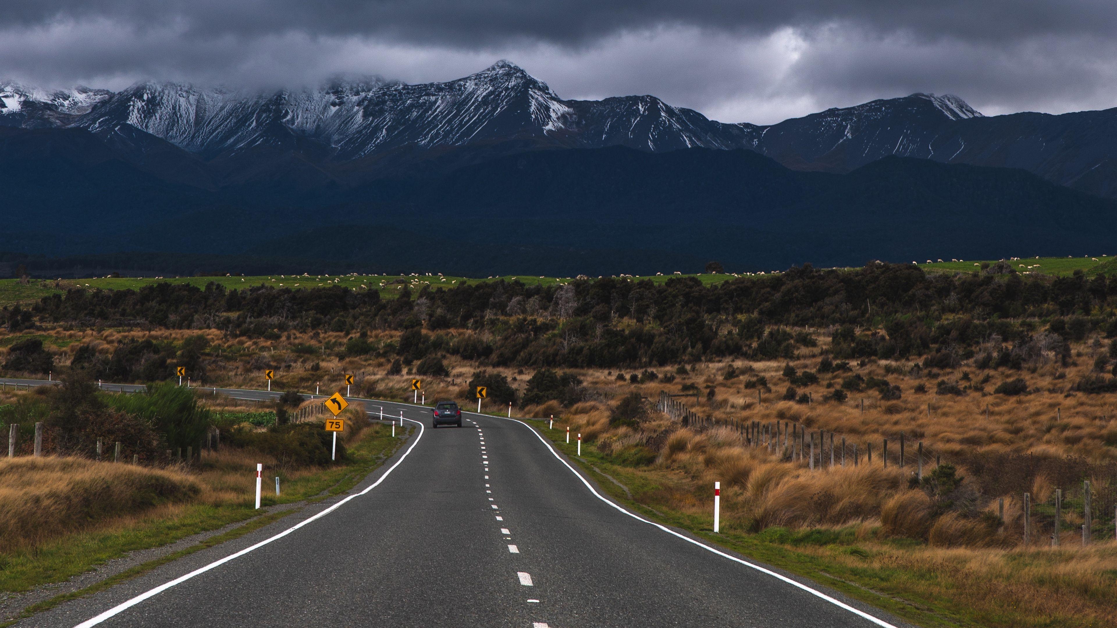 3840x2160 Wallpaper 4k road, counting, mountain, te anau, new zealand 4k