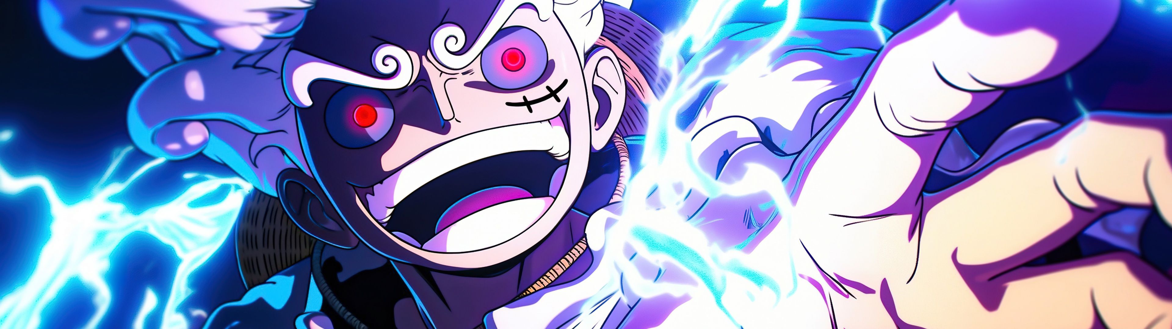 3840x1080 Luffy Wallpaper 4K, Sun God Nika, Gear One Piece