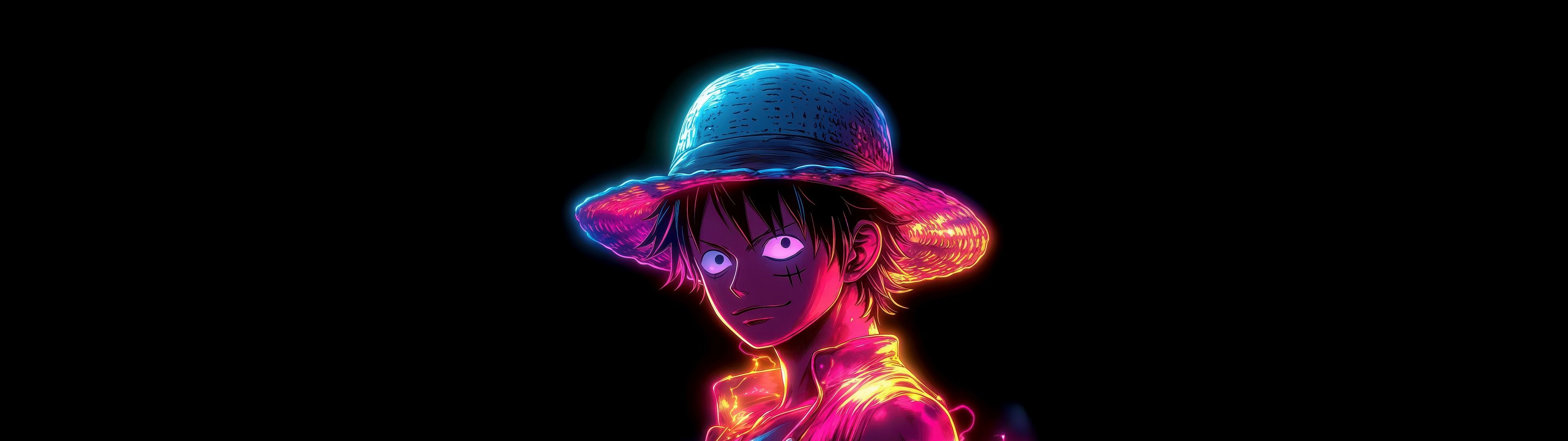 3840x1080 Monkey D. Luffy Wallpaper 4K, Neon art, 5K, 8K