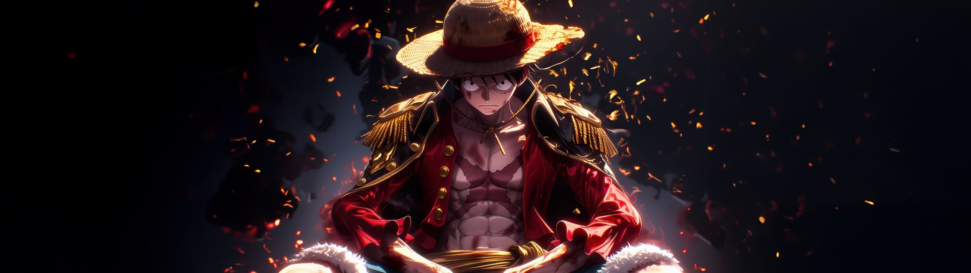 3840x1080 Straw Hat Luffy Wallpaper 4K, One Piece, AI art
