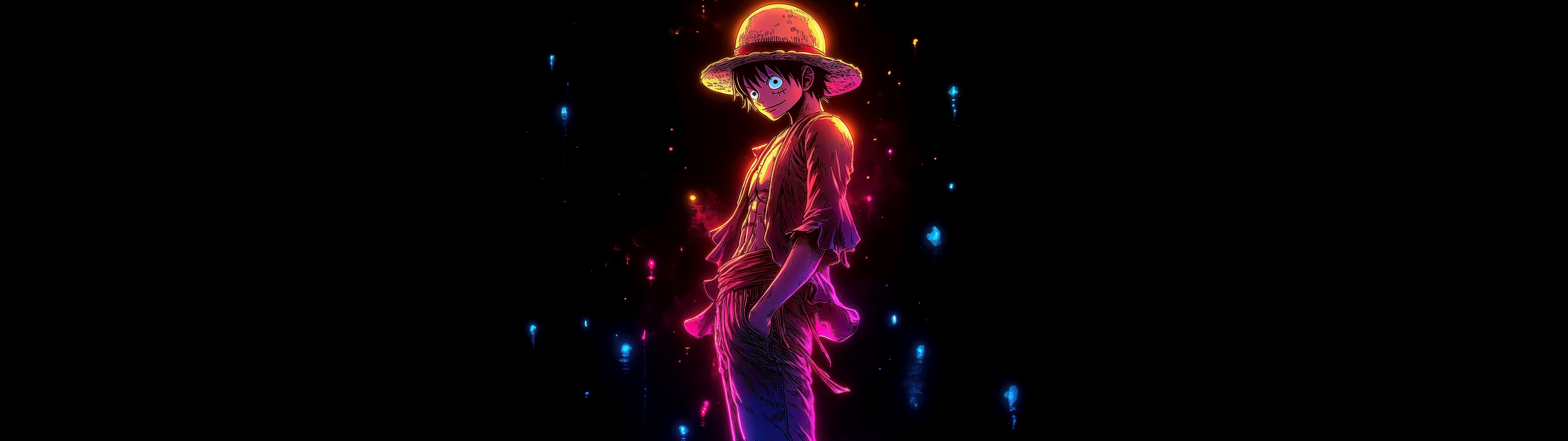 3840x1080 Neon Wallpaper 4K, Monkey D. Luffy, 5K, 8K