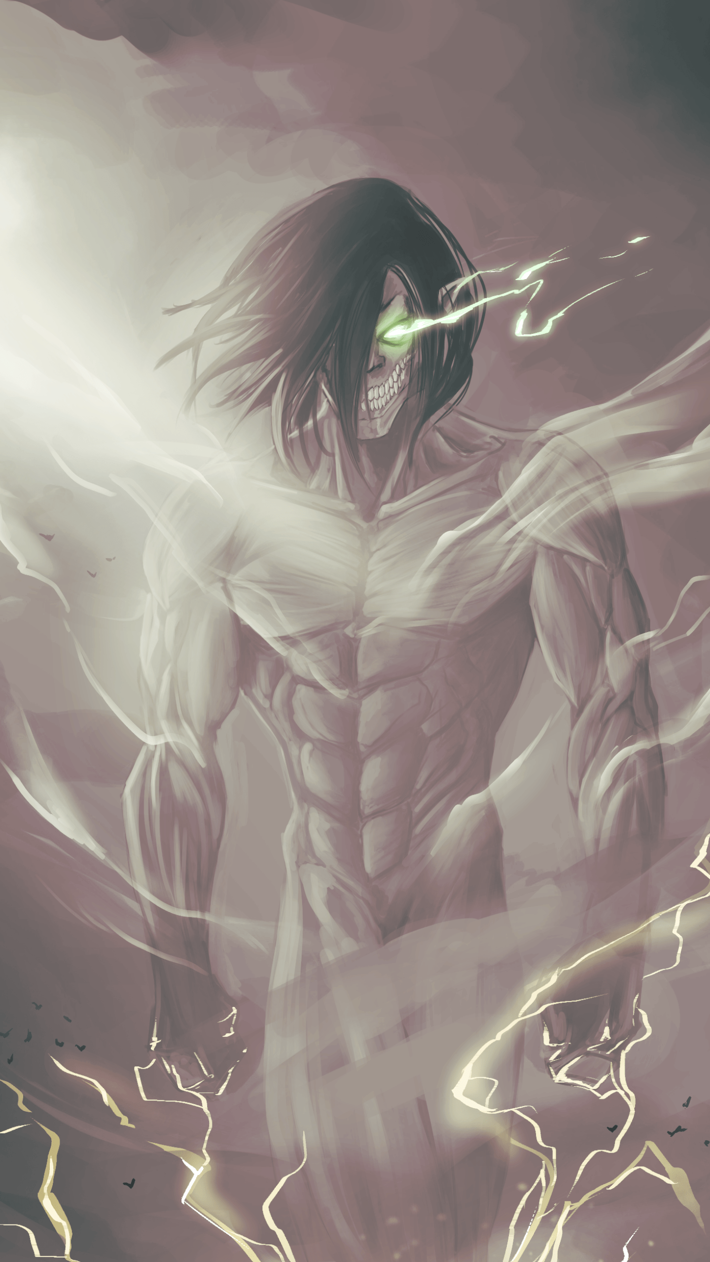 1440x2560 A Stunning Attack on Titan Phone Wallpaper
