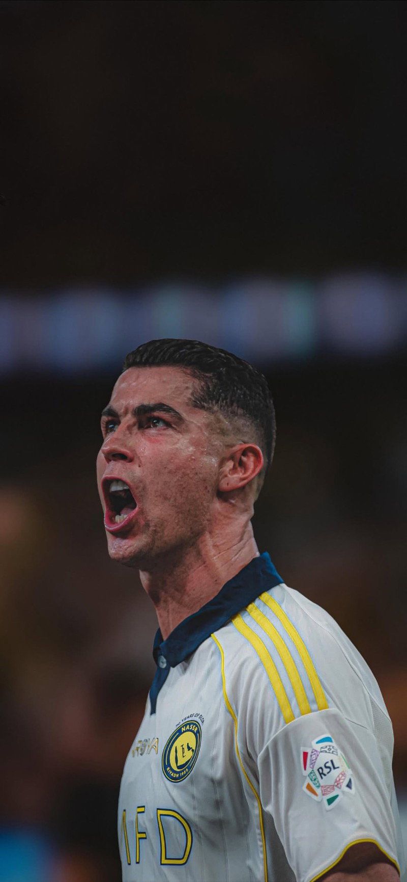 800x1731 Cristiano Ronaldo intense celebration for Al Nassr Football Wallpaper