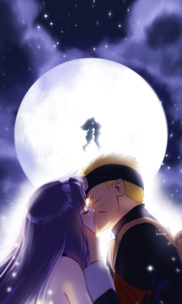 736x1231 Naruto and Hinata kiss on the moon
