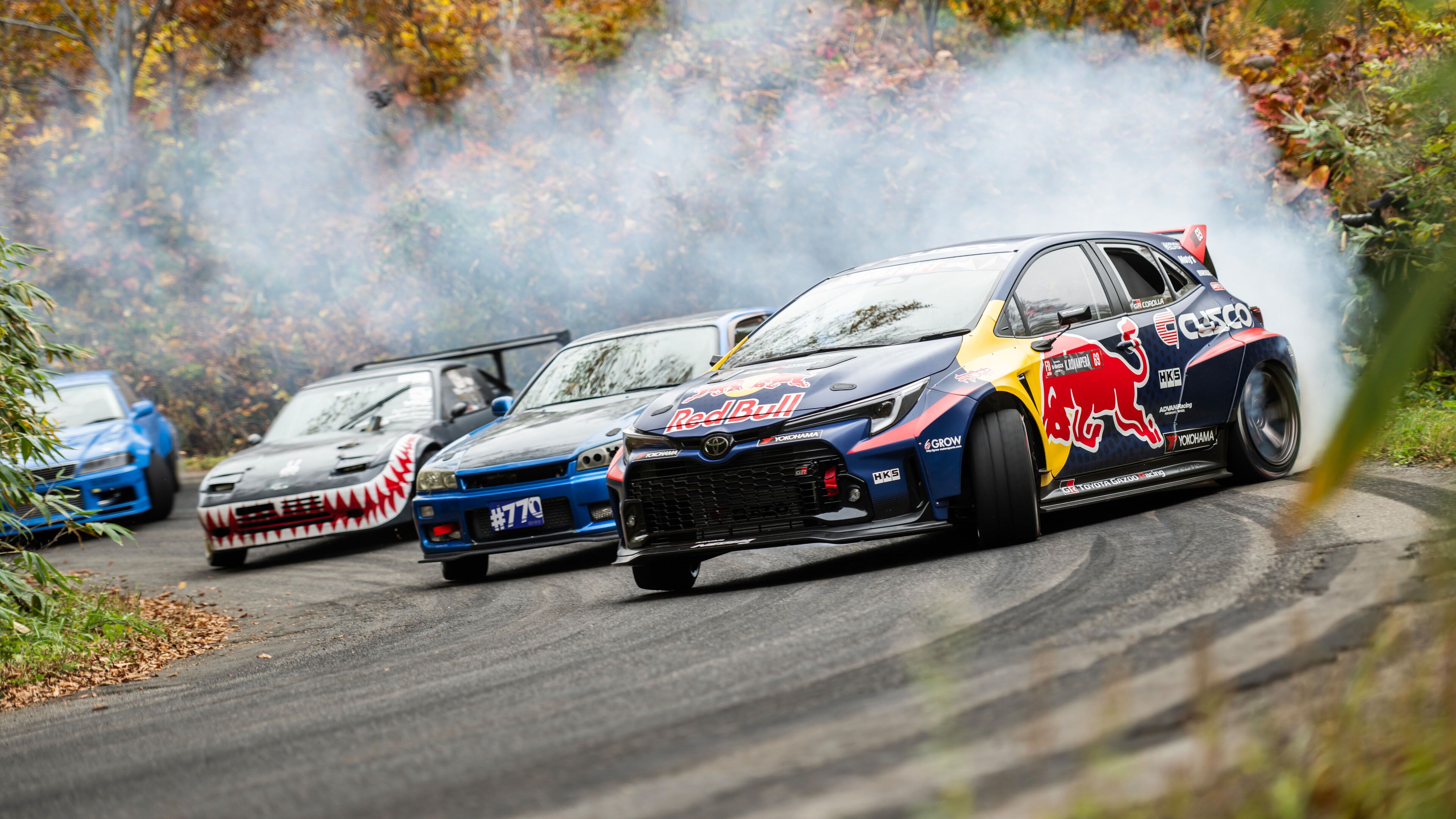 3840x2160 Watch a WRC ace drift against an R 180SX, F40 and Initial D up a mountain