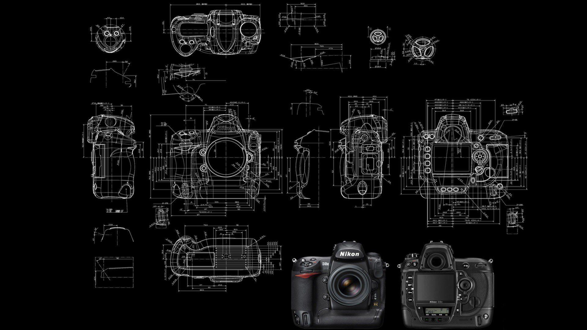 Черные чертежи. Чертеж фотоаппарата Никон. Чертеж камеры Никон. Nikon f3 чертеж. Чертеж на черном фоне.