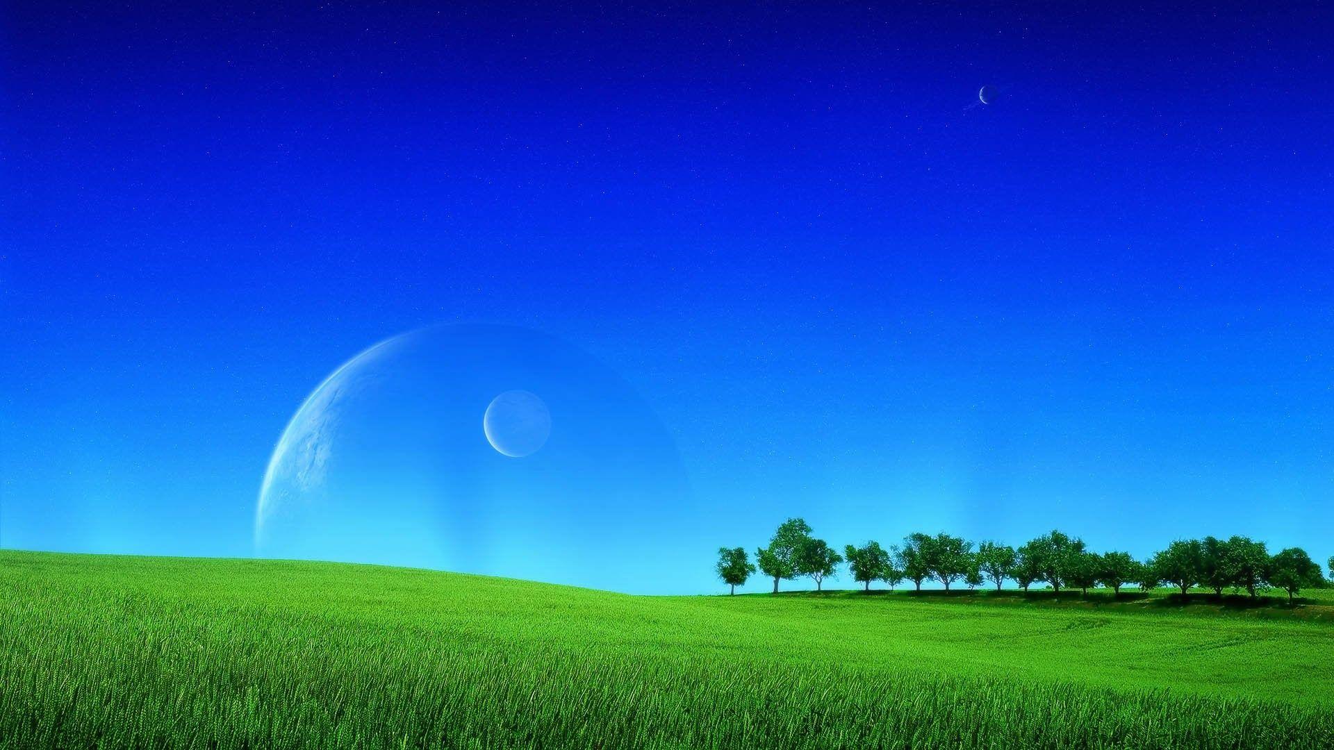 1920x1080 Nature and Blue Sky Planet and Moon Wallpaper wallpaper
