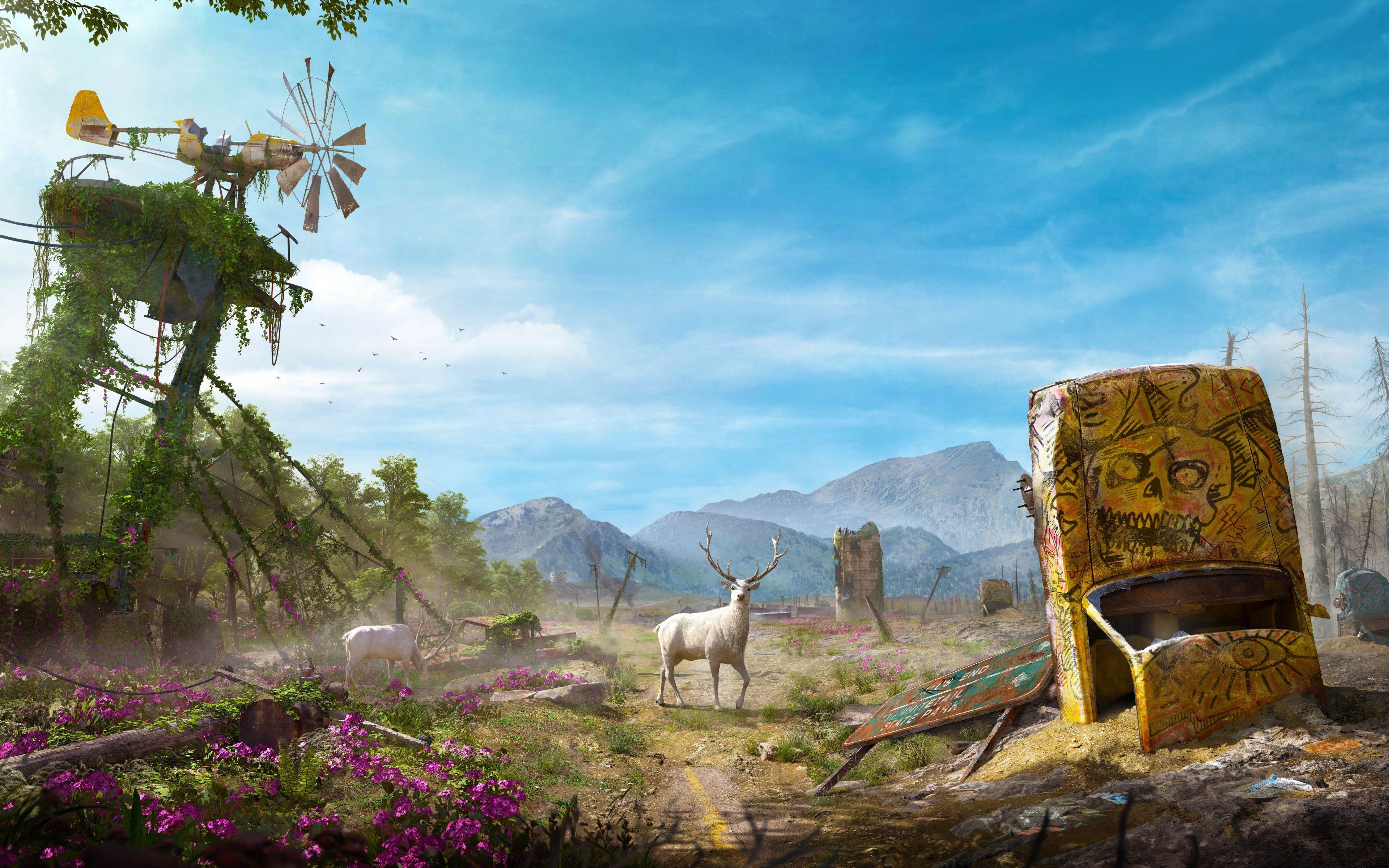 3840x2400 Download 3840x2400 wallpaper landscape, deer, video game, far cry