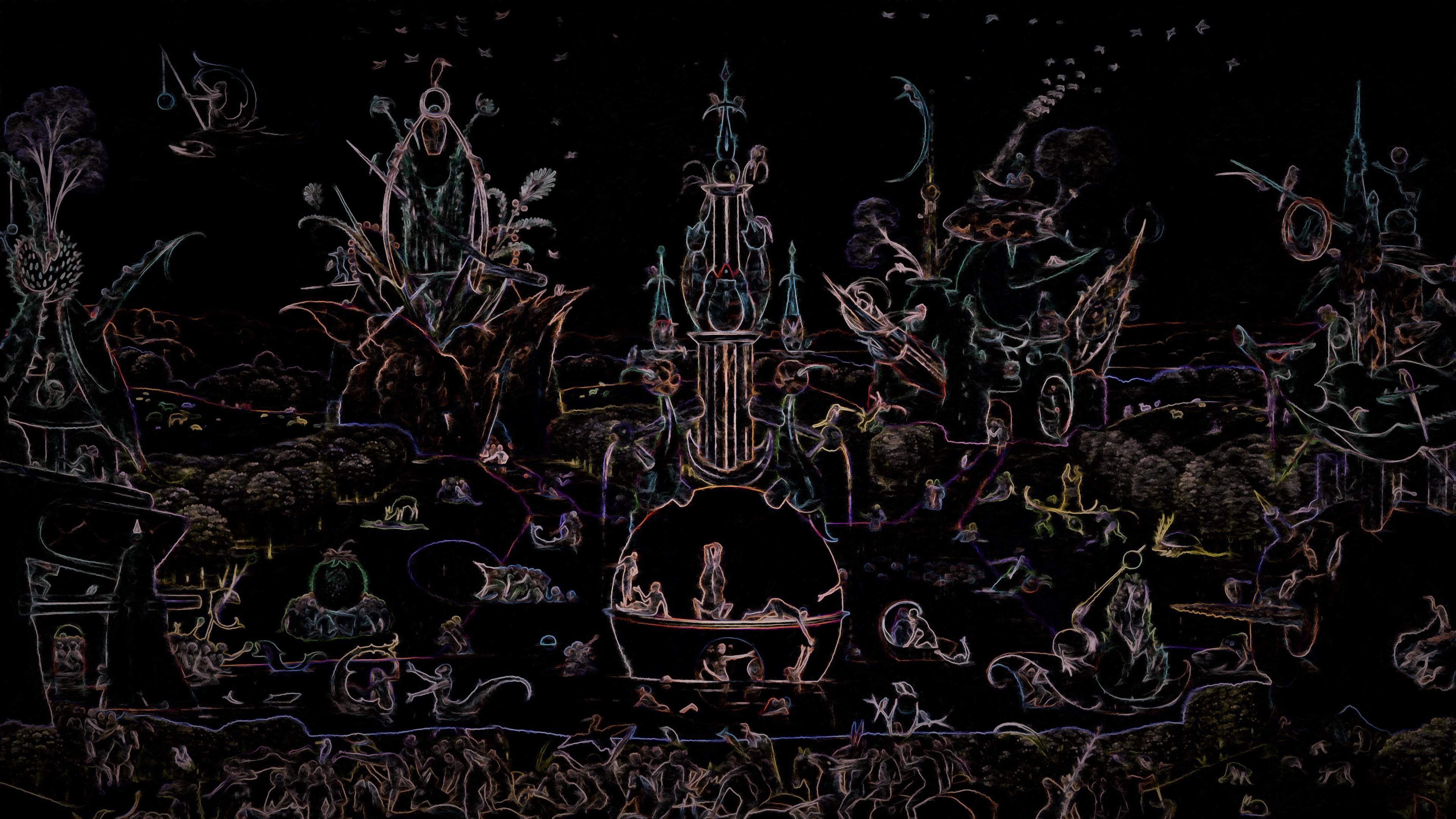 3840x2160 Modified Detail from Garden of Earthly Delights (Dark)[3840x2160]. Garden of earthly delights, Finance, Wallpaper