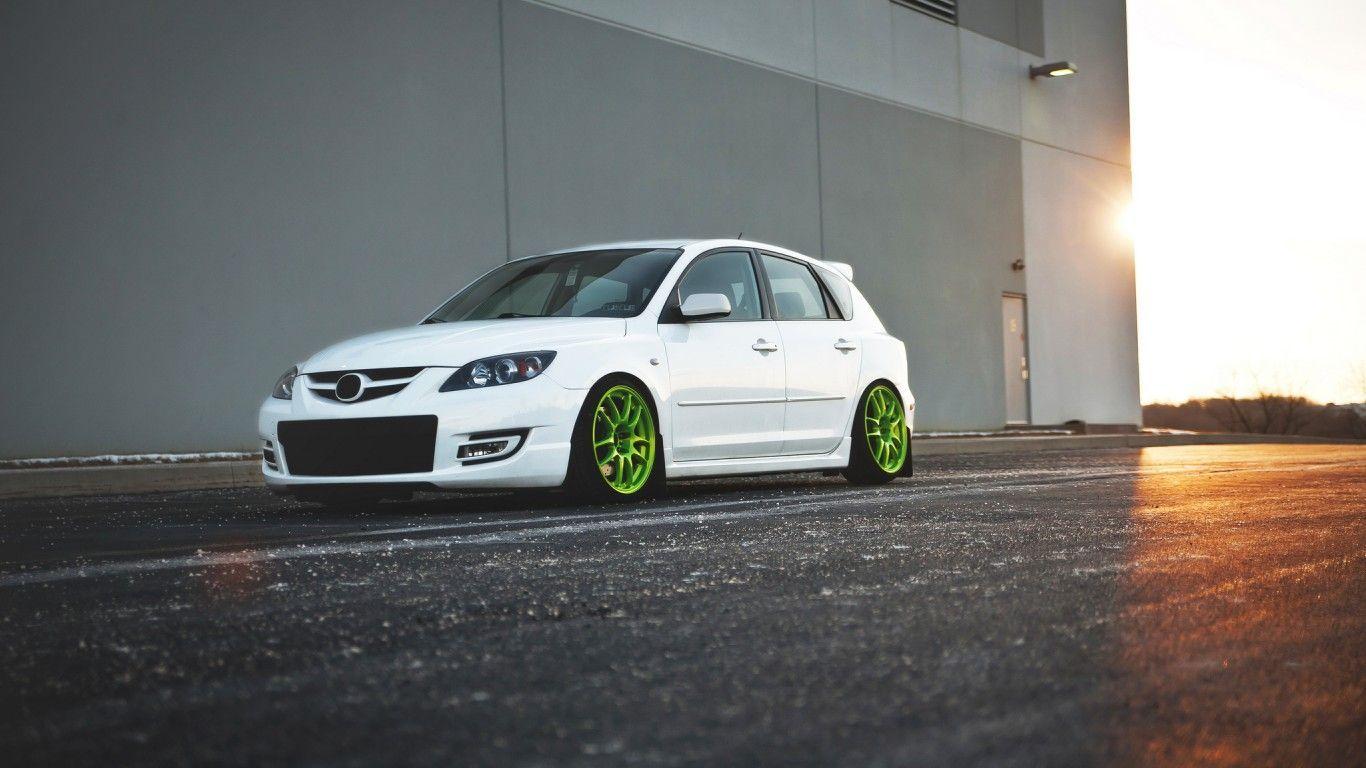 1366x768 Download wallpaper mazda speed tuning, mazda, white, mazda
