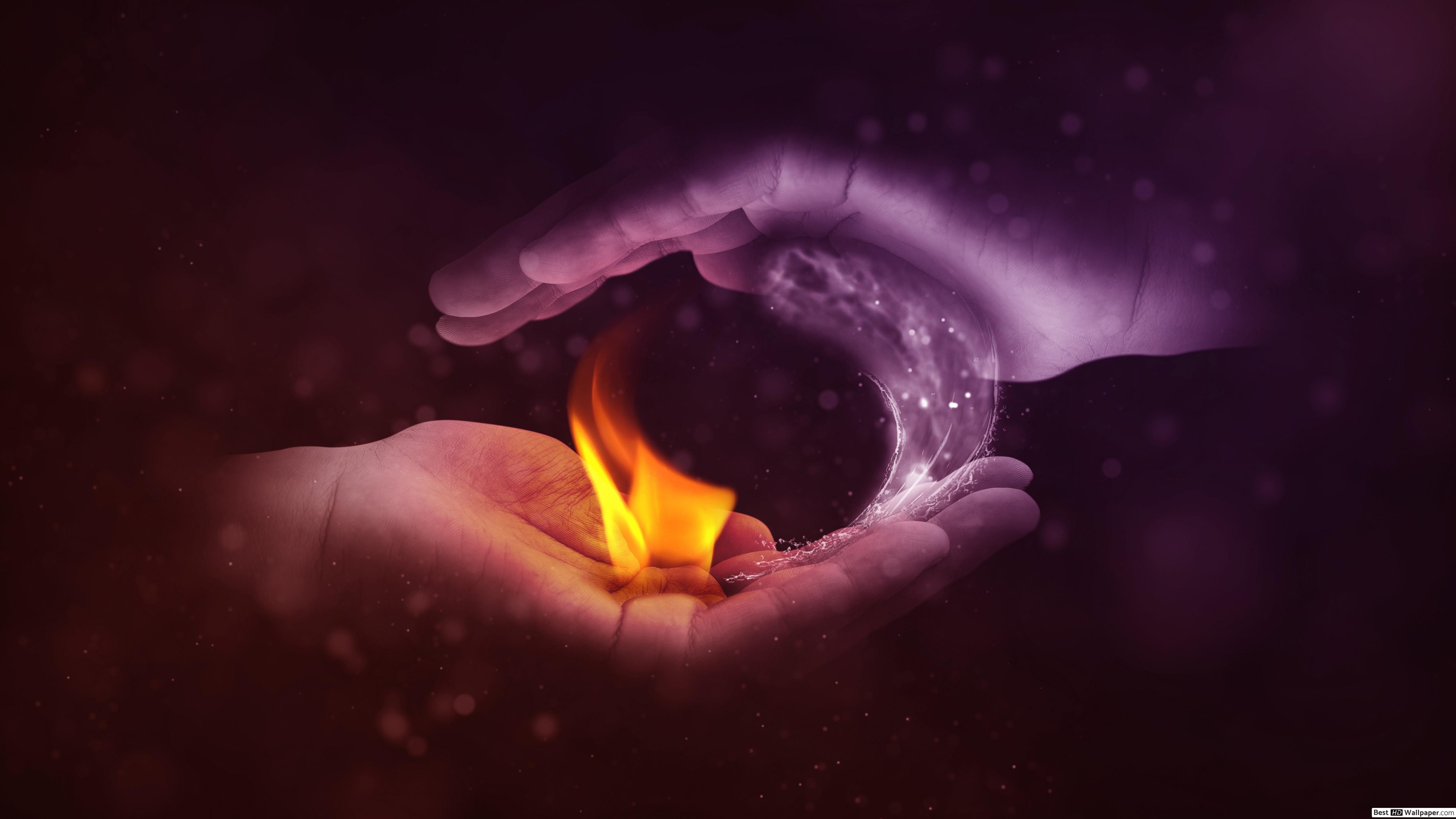 5120x2880 Yin Yang and Water HD wallpaper download