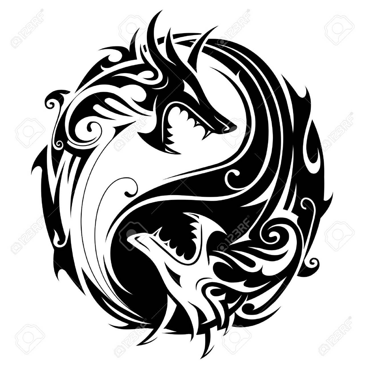1280x1280 Yin Yang Dragon Wallpaper HD