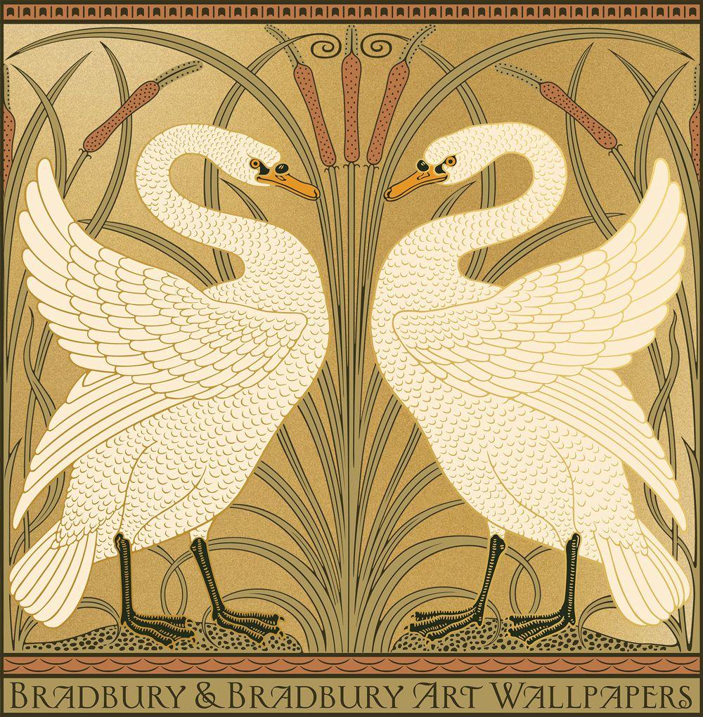 1000x1020 Bradbury Victorian Home Décor. Walter Crane Swan Poster in Gold