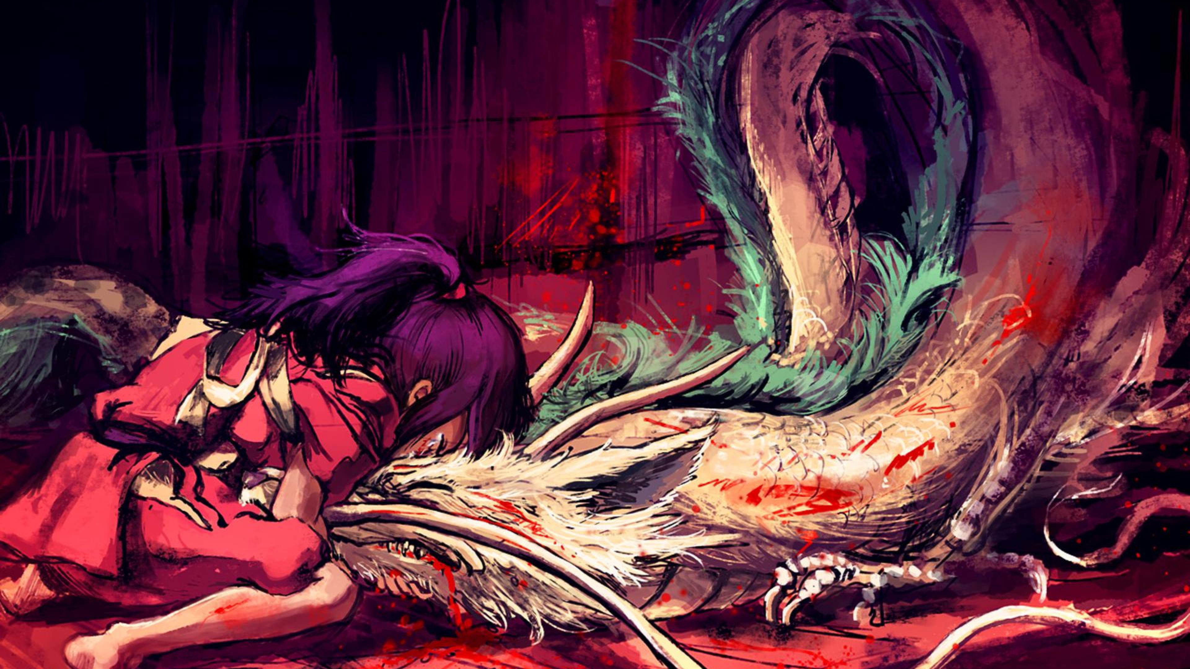 3840x2160 Studio ghibli Chihiro Haku Spirited away HD Wallpaper, Desktop