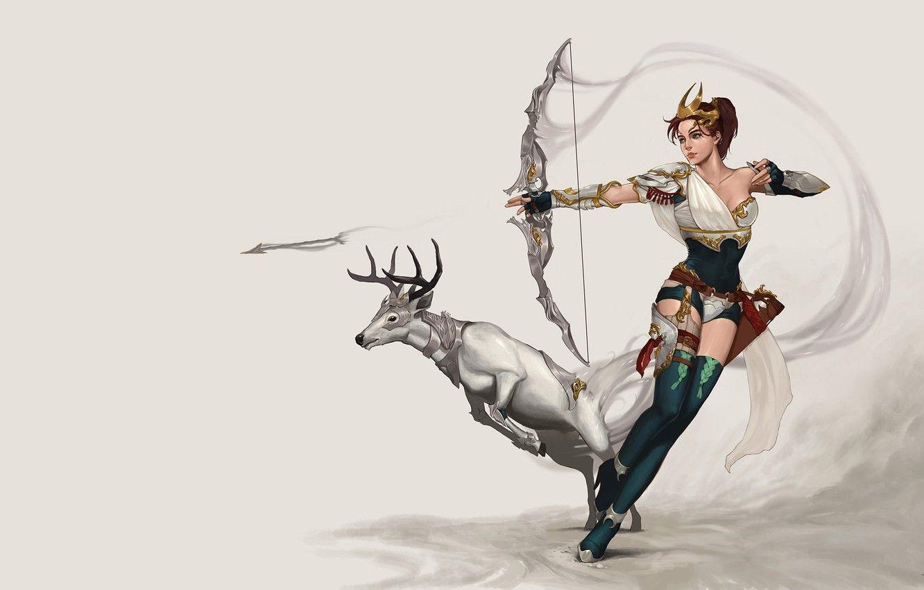 1332x850 Wallpaper girl, the game, deer, Archer, art, hunting, hunter
