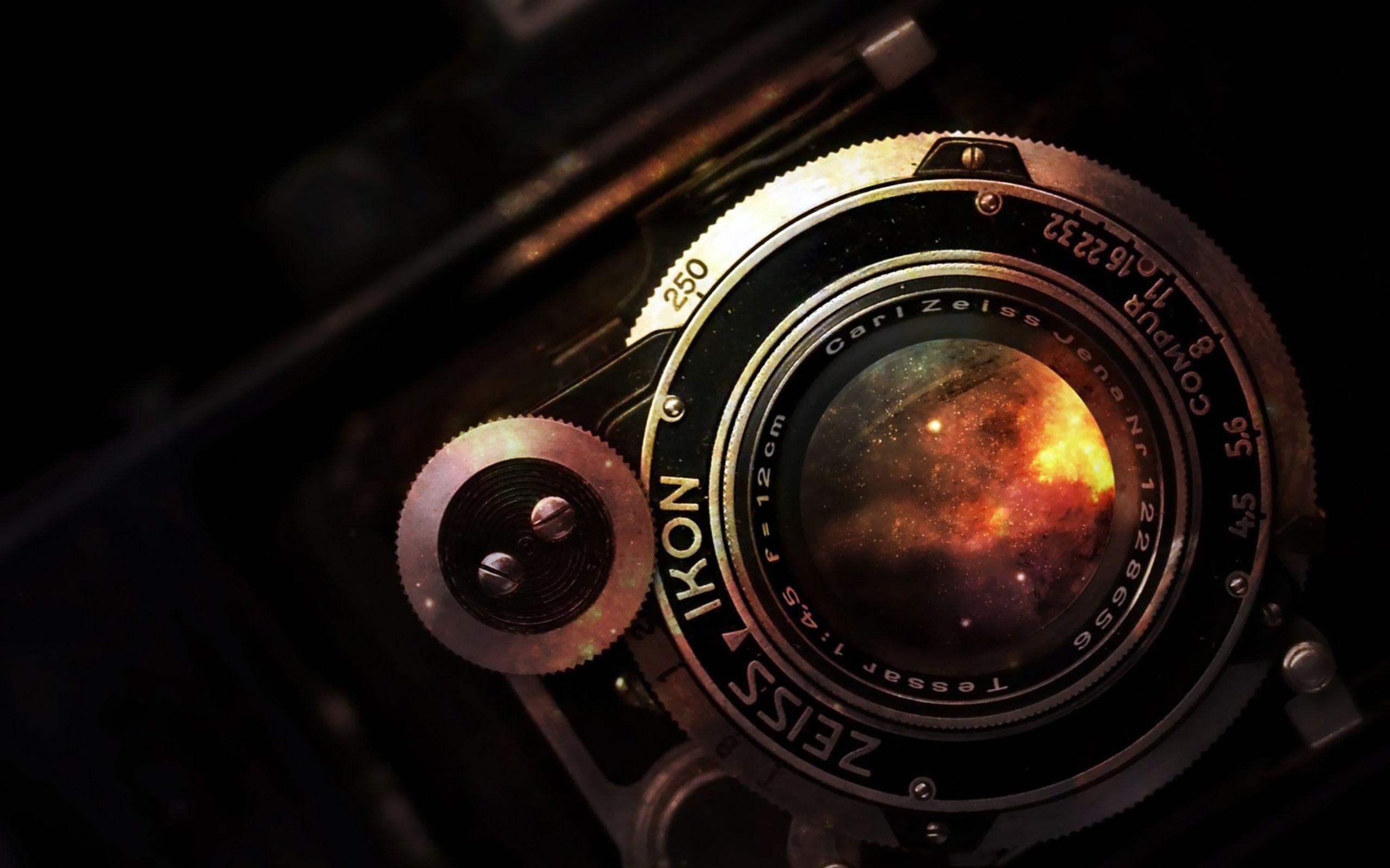 2560x1600 Space In Vintage Camera Lens MacBook Pro Wallpaper Download