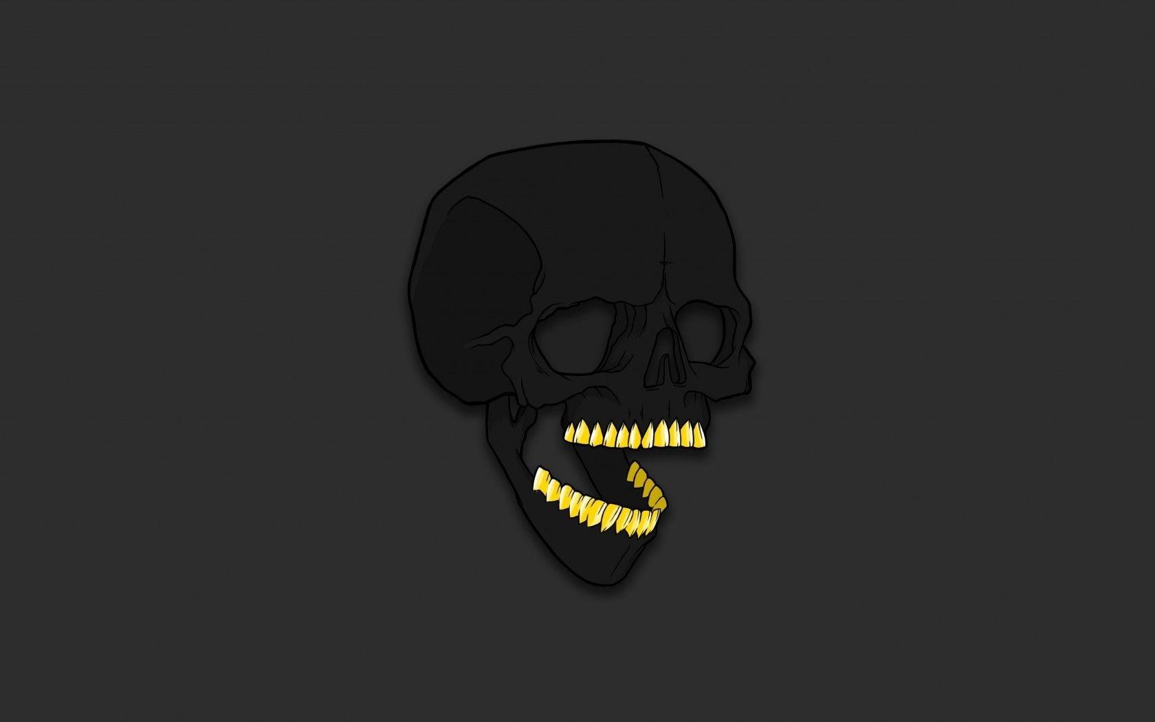 1680x1050 skull, Bones, Artwork, Humor, Minimalism, Teeth, Gold Wallpaper