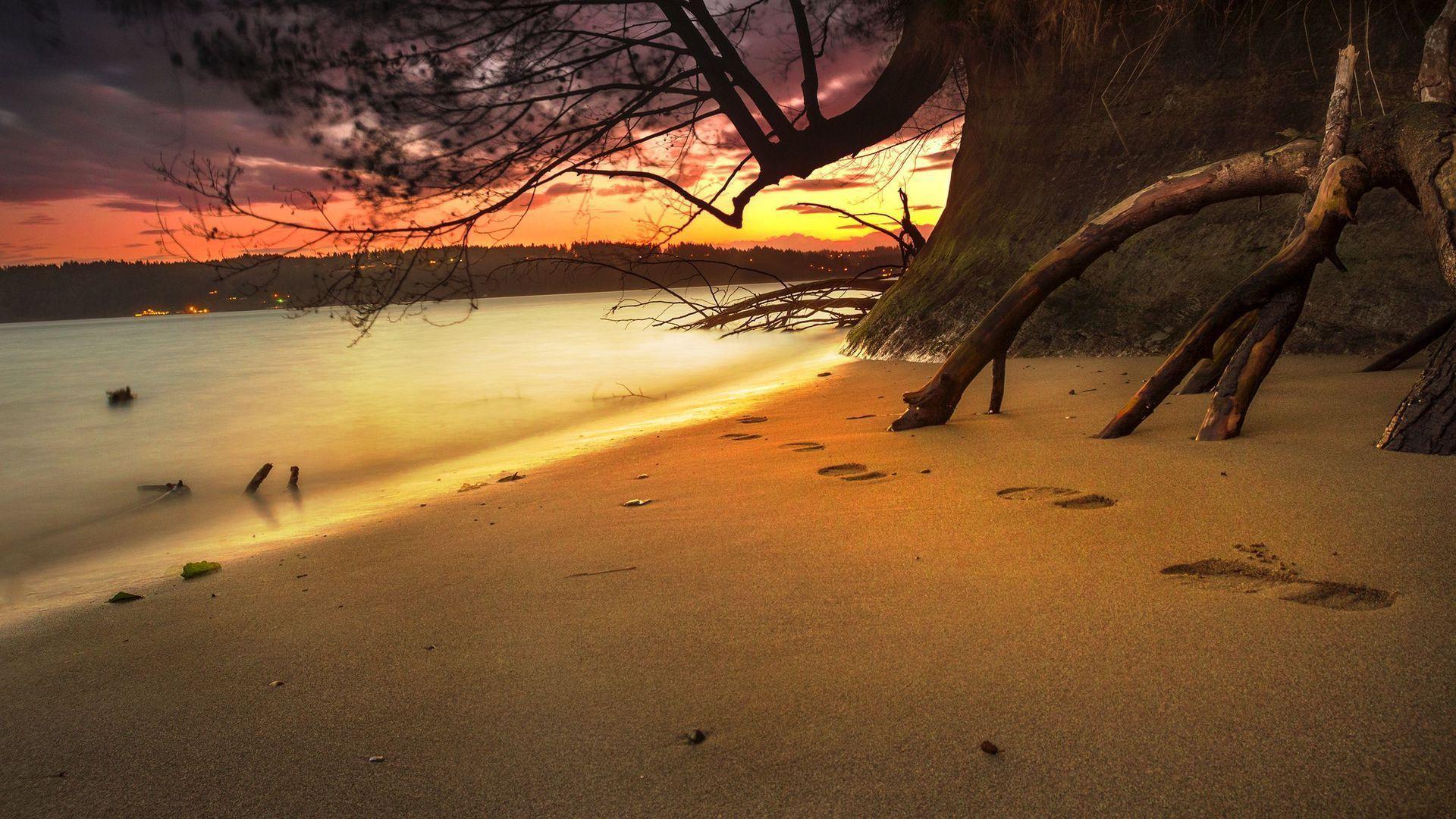 1920x1080 Footprints in the Sand Wallpaper Image New