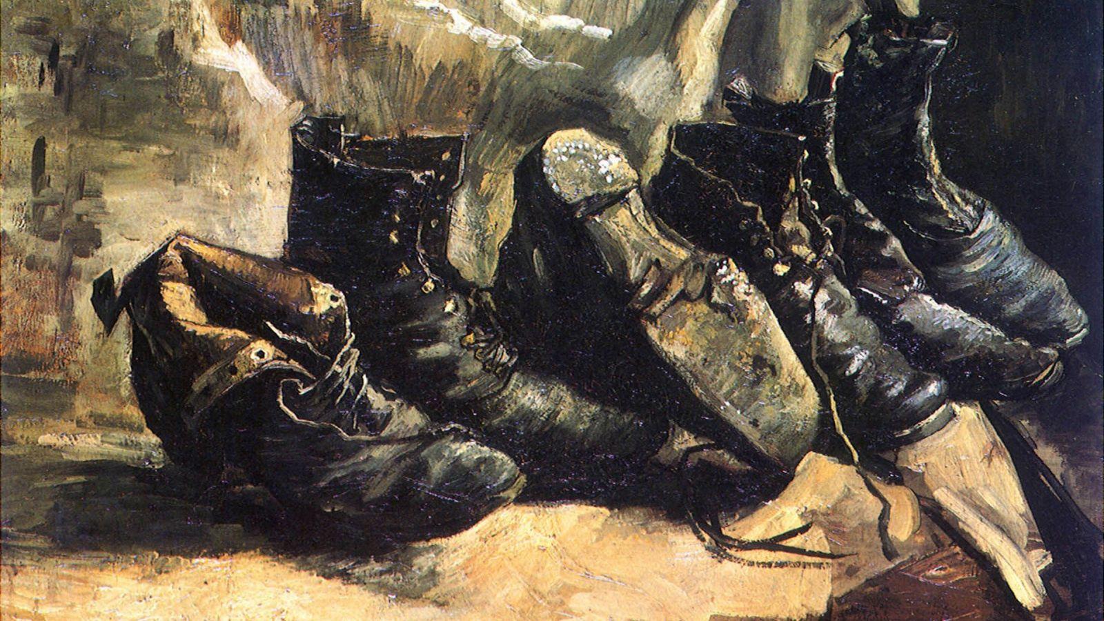 1600x900 Painting of Vincent Van Gogh shoes Desktop wallpaper 1600x900