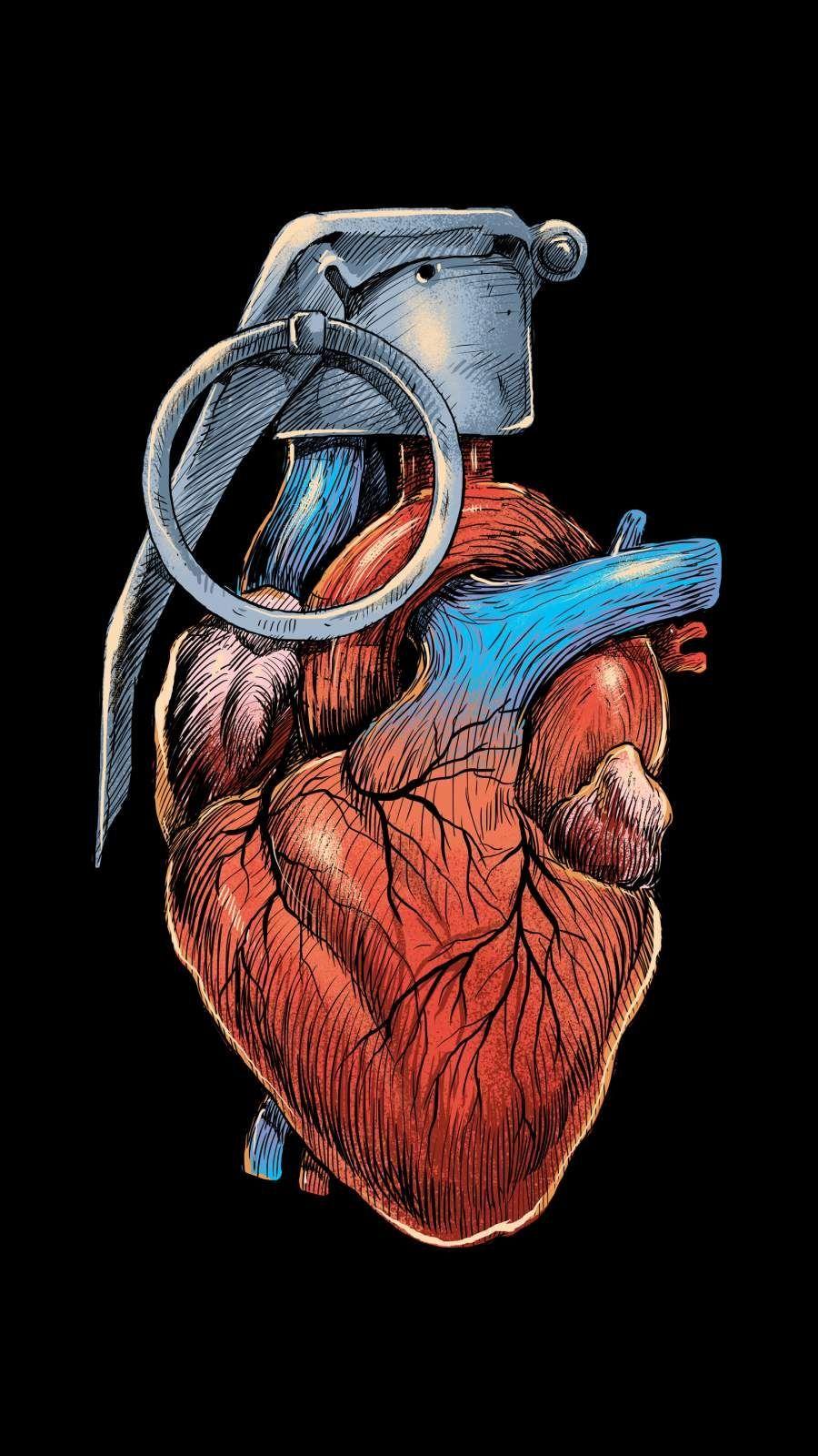 900x1600 Heart Grenade art mobile Wallpaper .com