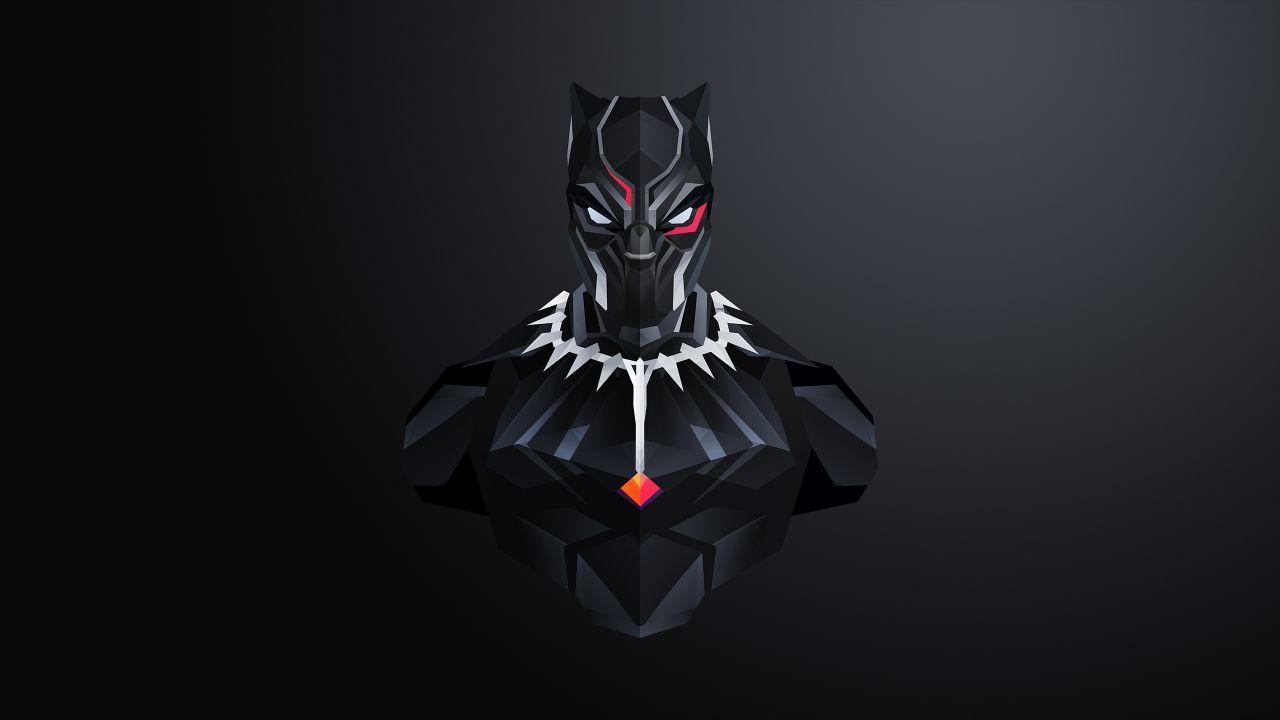 1280x720 Wallpaper Black Panther, Dark, Black, Artwork, Minimal, HD, Black