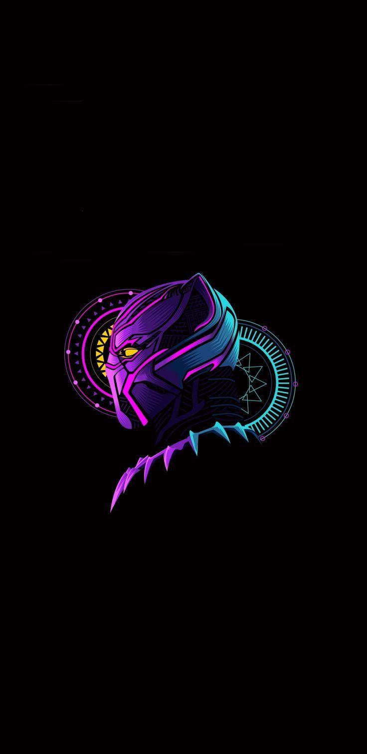 736x1512 wonderful wallpaper 1440x2960 Black Panther, glow, mask, minimal